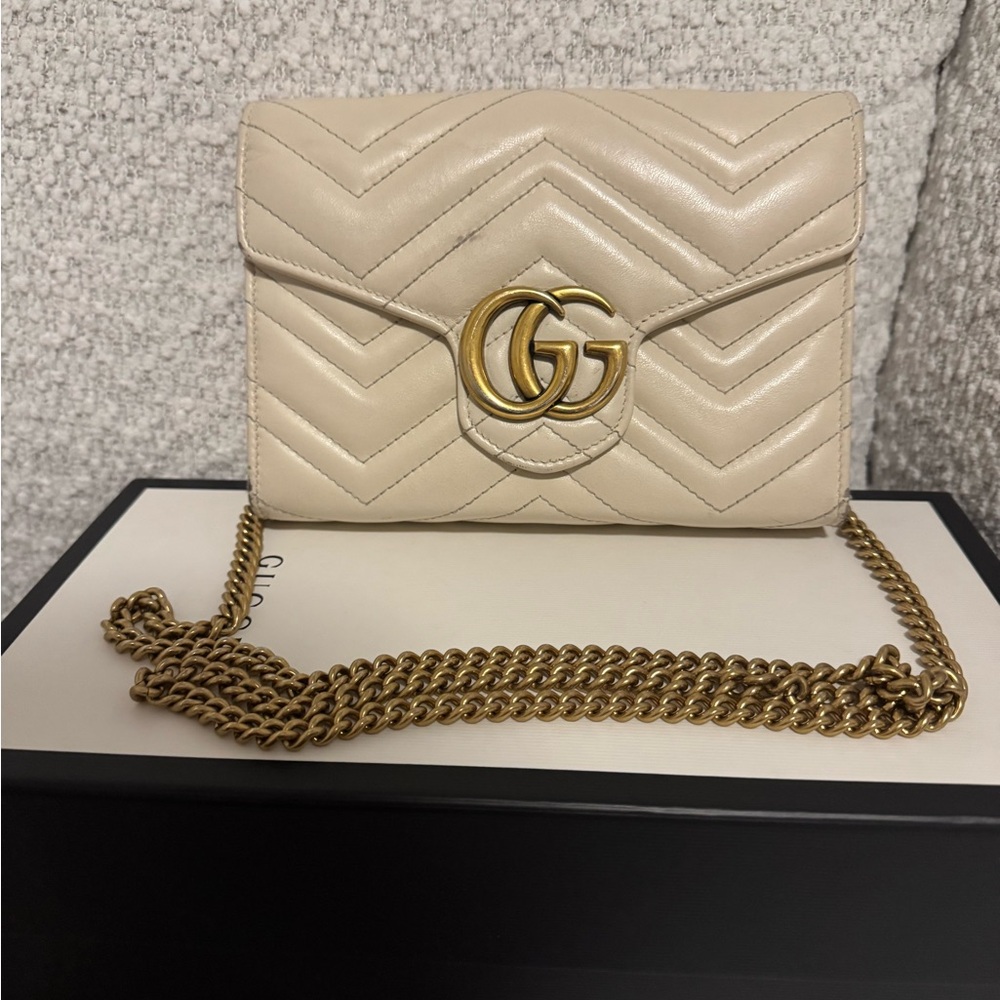 Gucci Cream Quilted Marmont Leather Bag
